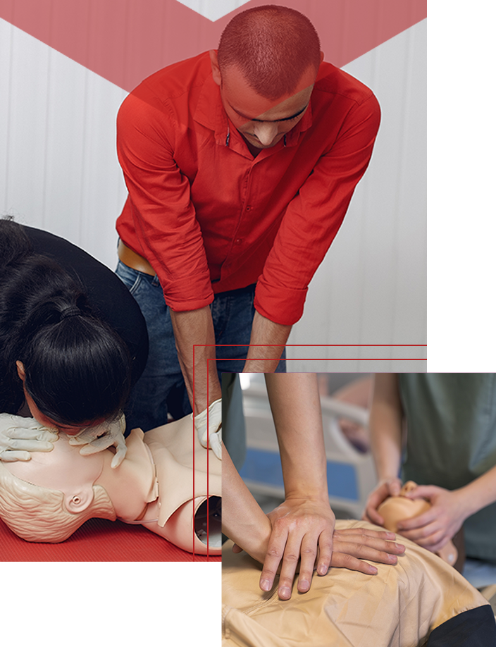 Mainland Safety Training instructors demonstrating CPR and first aid techniques
